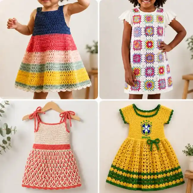 Vestidos de criança em croché